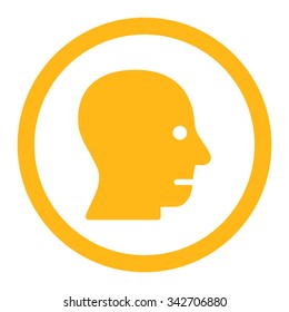 Patient Head vector icon. Style is flat rounded symbol, yellow color, rounded angles, white background.