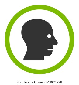 Patient Head vector icon. Style is bicolor flat rounded symbol, eco green and gray colors, rounded angles, white background.