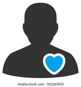 Patient Heart vector icon. Style is bicolor flat symbol, blue and gray colors, rounded angles, white background.