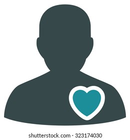 Patient Heart vector icon. Style is bicolor flat symbol, soft blue colors, rounded angles, white background.