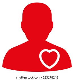 Patient Heart vector icon. Style is flat symbol, red color, rounded angles, white background.