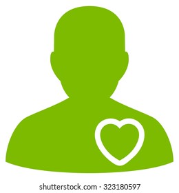 Patient Heart vector icon. Style is flat symbol, eco green color, rounded angles, white background.