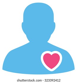 Patient Heart vector icon. Style is bicolor flat symbol, pink and blue colors, rounded angles, white background.