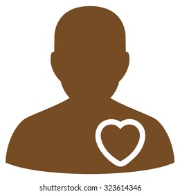 Patient Heart vector icon. Style is flat symbol, brown color, rounded angles, white background.