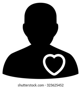 Patient Heart vector icon. Style is flat symbol, black color, rounded angles, white background.