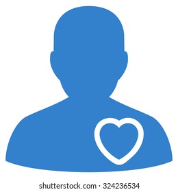 Patient Heart vector icon. Style is flat symbol, cobalt color, rounded angles, white background.