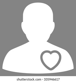 Patient Heart vector icon. Style is flat symbol, white color, rounded angles, gray background.