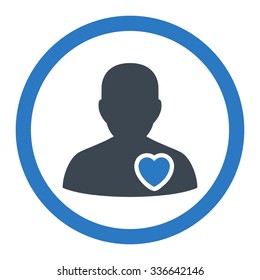 Patient Heart vector icon. Style is bicolor flat rounded symbol, smooth blue colors, rounded angles, white background.