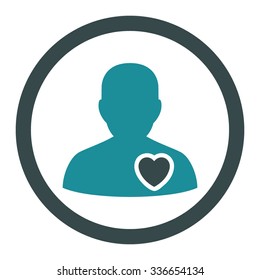 Patient Heart vector icon. Style is bicolor flat rounded symbol, soft blue colors, rounded angles, white background.