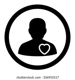 Patient Heart vector icon. Style is flat rounded symbol, black color, rounded angles, white background.