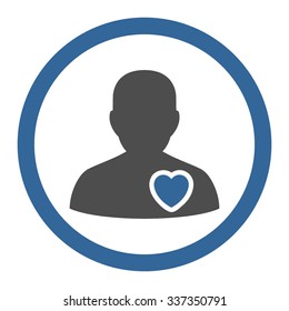 Patient Heart vector icon. Style is bicolor flat rounded symbol, cobalt and gray colors, rounded angles, white background.