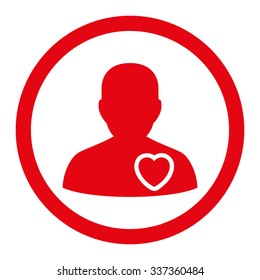 Patient Heart vector icon. Style is flat rounded symbol, red color, rounded angles, white background.