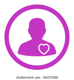 Patient Heart vector icon. Style is flat rounded symbol, violet color, rounded angles, white background.