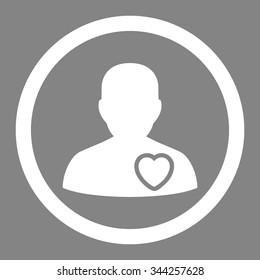 Patient Heart vector icon. Style is flat rounded symbol, white color, rounded angles, gray background.