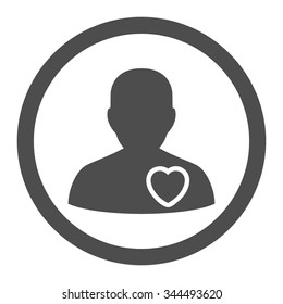 Patient Heart vector icon. Style is flat rounded symbol, gray color, rounded angles, white background.