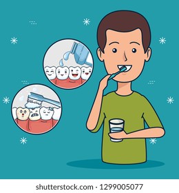 patient helathcare hygiene with toothbrush and mouthwash