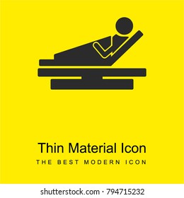 Patient in hospital bed bright yellow material minimal icon or logo design