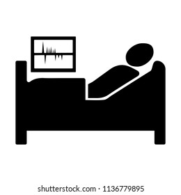 Patient In Hospital Bed Icon On White Background. Vector Eps10.