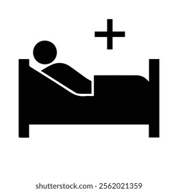 Patient in Hospital Bed icon with white background