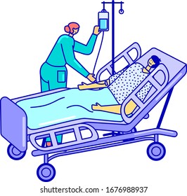 Patient Hospital Bed Infusion Nurse Uniform Stock Vector (Royalty Free ...