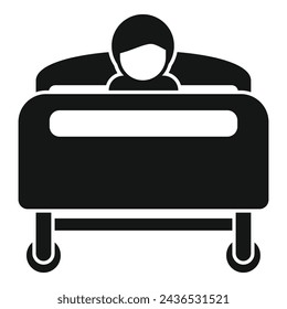 Patient hospitalization bed icon simple vector. Treatment room. Hospital building