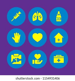 patient icon. 9 patient set with heart, health, x ray of bones and anatomy vector icons for web and mobile app