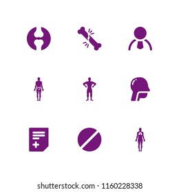 patient icon. 9 patient set with joint, doctor, broken bone and human body vector icons for web and mobile app