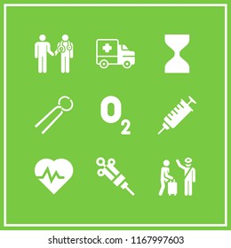 patient icon. 9 patient vector set. forceps, oxygen, health and doctor icons for web and design about patient theme