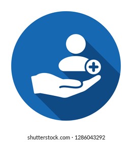 Patient Icon. Customer Icon With Add, Additional Sign. Patient Icon And New, Plus, Positive Symbol. Icon, Patient, Customer, Extra, Care, Create, New, Safety, Support, Client, Person
