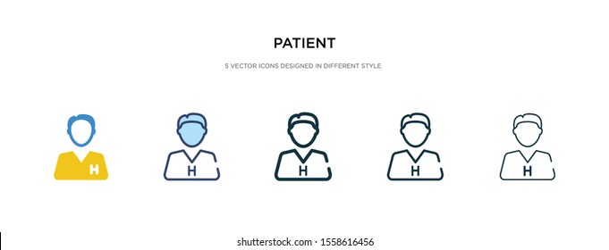 patient icon in different style vector illustration. two colored and black patient vector icons designed in filled, outline, line and stroke style can be used for web, mobile, ui