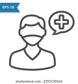 Patient Icon. Face Mask, Covid-19, Coronavirus, Pandemic. Professional, pixel perfect icon, EPS 10 format.