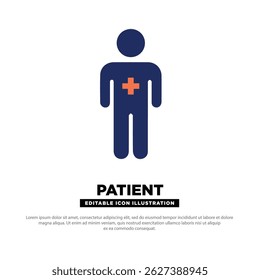 Patient Icon. Human Figure with Medical Cross. Editable Vector Icon.