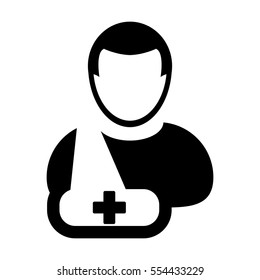 Patient Icon - Medical Treatment & Health Care Cross Symbol Glyph Vector Illustration