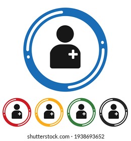 Conjunto de iconos del paciente. ilustración vectorial de diseño plano en 5 opciones de colores para el diseño web.