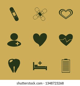 patient icon set with heartbeat, patch medicine and heart vector illustration