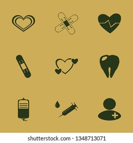 patient icon set with patch medicine, drop counter and heartbeat vector illustration