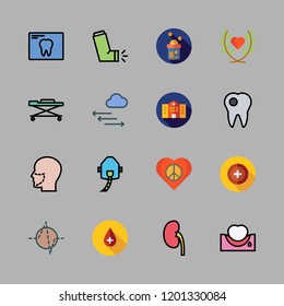 patient icon set. vector set about blood, hospital, inhaler and donation icons set.