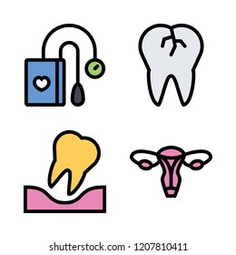 patient icon set. vector set about uterus, tooth, broken tooth and tonometer icons set.