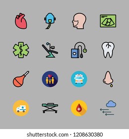 patient icon set. vector set about blood, tonometer, broken tooth and pressure icons set.
