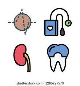 patient icon set. vector set about tonometer, tooth, kidney and cardiogram icons set.