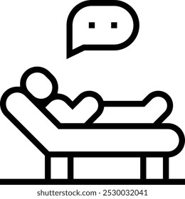 icono de paciente. Diseño de estilo lineal delgado aislado sobre fondo blanco