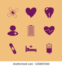 patient icon. patient vector icons set tooth, heart, hospital bed and medical report