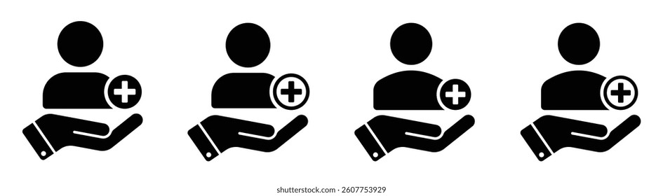 Patient icons. Customer icons with additional vector signs