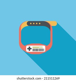 Patient ID Bracelet Flat Icon With Long Shadow