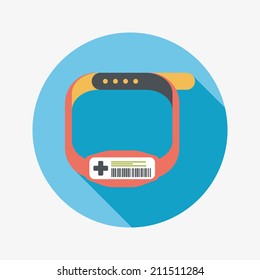 Patient ID Bracelet Flat Icon With Long Shadow