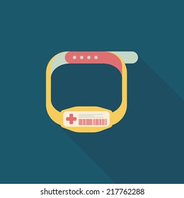 Patient ID Bracelet Flat Icon With Long Shadow