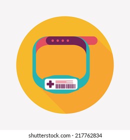 Patient ID Bracelet Flat Icon With Long Shadow