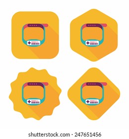 Patient ID Bracelet flat icon with long shadow