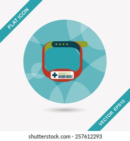 Patient ID Bracelet flat icon with long shadow