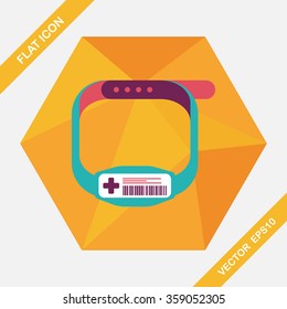 Patient ID Bracelet Flat Icon With Long Shadow